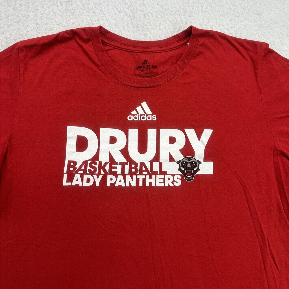 Adidas Drury Lady Panthers Shirt Adult 2XL Red Basketball Amplifier Tee - Picture 3 of 10